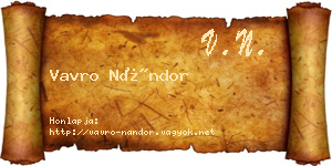 Vavro Nándor névjegykártya